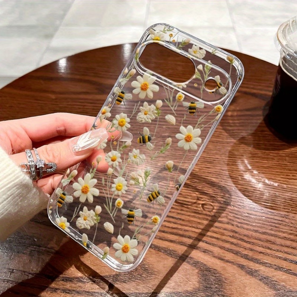 Google Pixel 8A - Cute Honeybee Flower Pattern Soft Clear